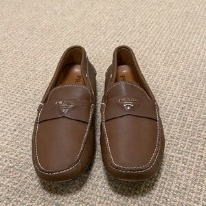Prada Men's Brown Leather Driving Loafers